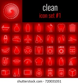 Clean. Icon set 1. White line icon on red gradient background.