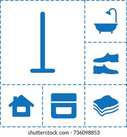 Clean icon. set of 6 clean filled icons such as cream, mop, man shoe, shower, sponge