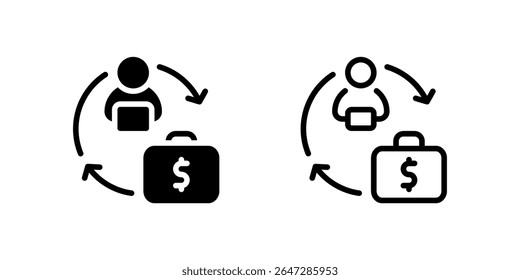 Um conjunto de ícones de limpeza representando conceitos de economia de trabalho, tarefas freelance e fluxos de renda flexíveis.