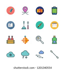 clean icon set. vector set about fried egg, gel, snowing and highlighter icons set.