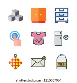 clean icon set. vector set about tap, cubes, milk and fridge icons set.