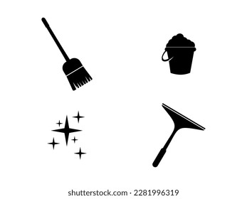 Clean Icon set vector , cleans icon on black color