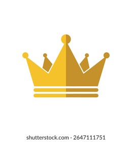 A clean and iconic flat design vector illustration of a golden crown, universally symbolizing royalty, victory, success, and premium quality. Perfect for branding, awards.