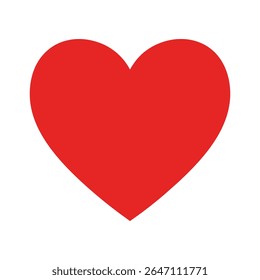 A clean and iconic flat design vector illustration of a solid red heart, universally symbolizing love, romance, passion, and care. Perfect for Valentine's Day, health content.