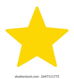 A clean and iconic flat design vector illustration of a solid yellow five-pointed star, universally symbolizing quality, achievement, success, and top ratings. Perfect for reviews, rewards.
