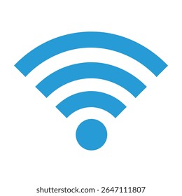Ilustração vetorial de design plano, limpo e icônico, de um símbolo Wi-Fi azul sólido, representando universalmente a internet sem fio, a conectividade de rede e o acesso digital. Perfeito para empresas de tecnologia.