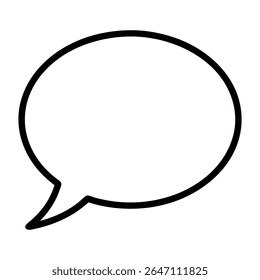 Uma ilustração vetorial de contorno limpo e icônico de uma bolha de fala circular, universalmente simbolizando comunicação, bate-papo, diálogo e mensagens. Perfeito para web design, aplicativos, apresentações.