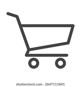 Uma ilustração vetorial limpa e icônica de um carrinho de compras, universalmente simbolizando compras on-line, varejo e consumismo. Perfeito para sites de comércio eletrônico, aplicativos móveis.