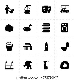 Clean icons. vector collection filled clean icons. includes symbols such as duck, tire repair, car wash, spray bottle, bucket. use for web, mobile and ui design.