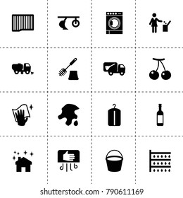 Clean icons. vector collection filled clean icons. includes symbols such as plow, shower, cherry, air filter, sweeper truck, wiping. use for web, mobile and ui design.