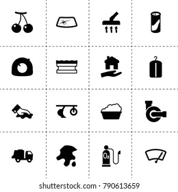 Clean icons. vector collection filled clean icons. includes symbols such as plow, cherry, water pump, tire repair, car window repair. use for web, mobile and ui design.