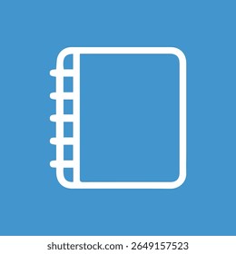 A clean illustration of a blank notebook icon, perfect for designs related to note-taking and reminders, with a simple design on a solid background.