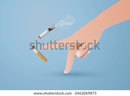 Clean illustration of a hand snapping a cigarette in half, promoting smoking cessation and health awareness.