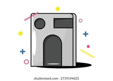 Una ilustración limpia de un frente de casa simple con Formas básicas, ideal para bienes raíces, conceptos de hogar, temas de refugio y gráficos arquitectónicos