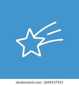 A clean illustration of a stylized shooting star against a solid blue background ideal for designs needing a celestial touch