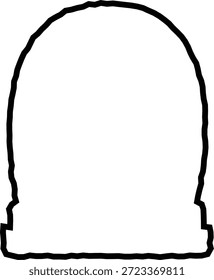 A clean and impactful black vector outline illustration of a traditional rounded tombstone or gravestone. This minimalist macabre graphic features a blank center, designed specifically for the seasonal holiday and custom gift markets to allow for personalized text such as names, dates, or spooky messages. The high-quality scalable vector is an ideal choice for vinyl cutting machines like Cricut and Silhouette used to create personalized yard signs, spooky home decor, and custom scrapbooking elements for horror fans. The aesthetic is versatile, ranging from professional haunted house branding and cemetery services to gothic stationery and digital assets for mobile games. Conceptually, the imagery represents memory, the eerie solemnity of the graveyard, and the spirit of October traditions. The stark black outline ensures high visibility across various applications, including screen printing on apparel, sublimation for party favors, and digital icons for historical research apps. This asset provides a professional and clear visual for designs related to mystery, tradition, and seasonal celebration, ensuring that the universal symbol for mortality and memory is communicated effectively. The professional craftsmanship ensures that the silhouette remains sharp even when resized for small-scale mobile icons or large-format yard props, capturing the authentic spirit of the holiday.