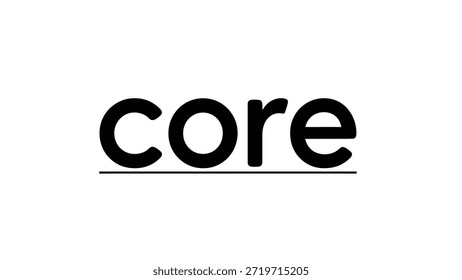 Eine saubere und eindrucksvolle Grafik mit dem Wort "Kern" in fett schwarzer Schrift auf einem stark weißen Hintergrund. Eine einzige horizontale Linie unter dem Wort