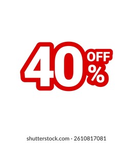Clean and impactful “40% OFF” graphic—great for online shops, ads, or in-store signage to grab attention.
