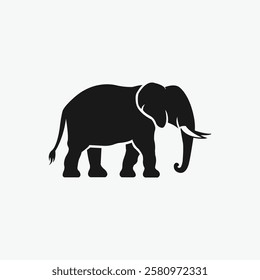 A clean, impactful silhouette of an elephant, perfect for branding, logos, or general wildlife imagery.