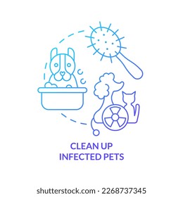Clean up infected pets blue gradient concept icon. Decontaminate after radiation emergency abstract idea thin line illustration. Isolated outline drawing. Myriad Pro-Bold font used