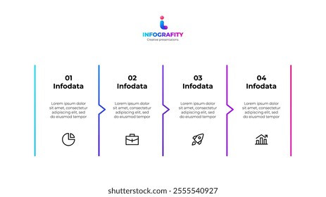 Clean infographic design presenting four key data points with corresponding icons, ideal for business presentations and reports