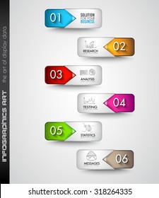 Clean Infographic Layout Template for data and information analysis with a number of solutions available. Ideal for product presentation, item ranking, ideas evaluation and so on.