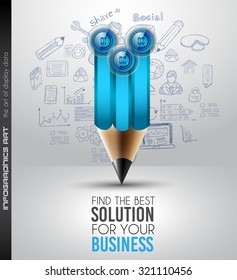 Clean Infographic Layout Template for data and information analysis with a number of solutions available. Ideal for product presentation, item ranking, ideas evaluation and so on.