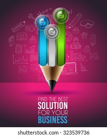 Clean Infographic Layout Template for data and information analysis with a number of solutions available. Ideal for product presentation, item ranking, ideas evaluation and so on.
