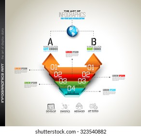 Limpiar plantilla de diseño de infografía para análisis de datos e información con varias soluciones disponibles. Ideal para presentación de productos, clasificación de artículos, evaluación de ideas, etc.