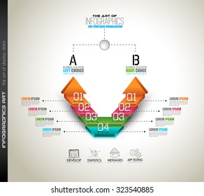 Clean Infographic Layout Template for data and information analysis with a number of solutions available. Ideal for product presentation, item ranking, ideas evaluation and so on.