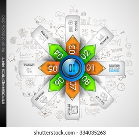 Clean Infographic Layout Template for data and information analysis with a number of solutions available. Ideal for product presentation, item ranking, ideas evaluation and so on.
