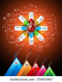 Clean Infographic Layout Template for data and information analysis with a number of solutions available. Ideal for product presentation, item ranking, ideas evaluation and so on.