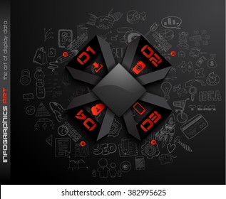 Clean Infographic Layout Template for data and information analysis with a number of solutions available. Ideal for product presentation, item ranking, ideas evaluation and so on.