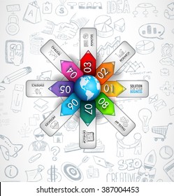 Clean Infographic Layout Template for data and information analysis with a number of solutions available. Ideal for product presentation, item ranking, ideas evaluation and so on.