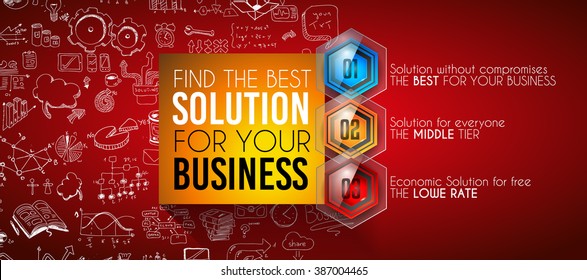 Clean Infographic Layout Template for data and information analysis with a number of solutions available. Ideal for product presentation, item ranking, ideas evaluation and so on.
