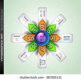 Clean Infographic Layout Template for data and information analysis with a number of solutions available. Ideal for product presentation, item ranking, ideas evaluation and so on.