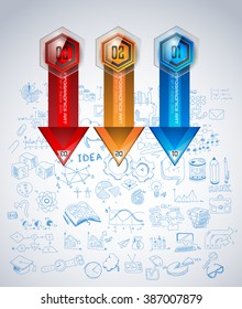 Clean Infographic Layout Template for data and information analysis with a number of solutions available. Ideal for product presentation, item ranking, ideas evaluation and so on.
