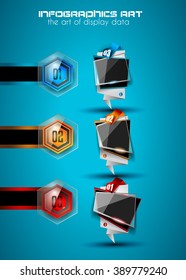 Clean Infographic Layout Template for data and information analysis with a number of solutions available. Ideal for product presentation, item ranking, ideas evaluation and so on.