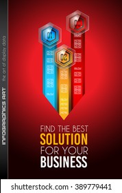 Clean Infographic Layout Template for data and information analysis with a number of solutions available. Ideal for product presentation, item ranking, ideas evaluation and so on.