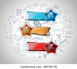 Clean Infographic Layout Template for data and information analysis with a number of solutions available. Ideal for product presentation, item ranking, ideas evaluation and so on.