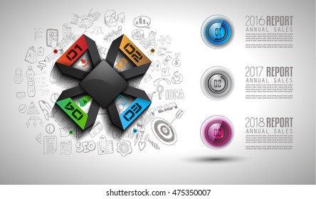 Clean Infographic Layout Template for data and information analysis with a number of solutions available. Ideal for product presentation, year production reports and so on.