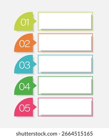 Plantilla infográfica limpia. Cinco pasos u opciones de diseño de infografía de Vertical con espacio para datos.