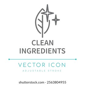 Clean Ingredients Eco Friendly Icon, Food and Drink Label, Cosmetics Skin Care Symbols