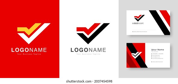 Sauberes Initial-Siegeszeichen, Initial-V-Logo mit Premium-Visitenkarte, Vektorgrafik