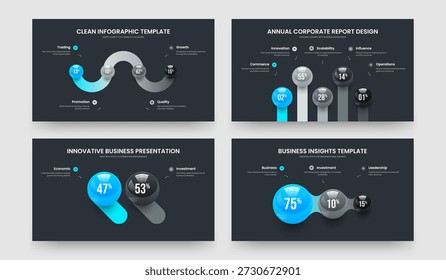 Clean Innovation 4 5 2 3 Option Chart Slideshow Layout Collection. Creative Forecast Four Five Two Three Step Graph Presentation Design Vector Illustration Bundle.