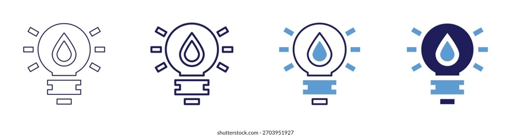 Icono de innovación limpia en 4 estilos diferentes. Línea delgada, línea, línea en negrita, duotono. Estilo duotono. Trazo editable.
