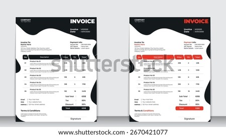 Clean invoice design for billing and receipts. Ideal for small business and freelance use.