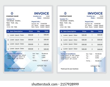 clean invoice template modern  vector design