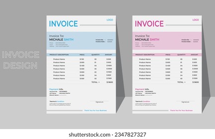 clean invoice template vector design