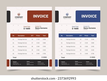 Clean Invoice Template Vector Design